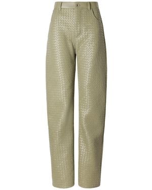 Bottega Veneta Intrecciato Leather Straight-Leg Pants - Green