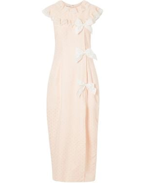 Alessandra Rich Silk-Jacquard Midi Dress - White