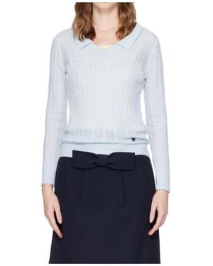 ShuShu/Tong Cable-Knit Sailor-Collar Jumper - Blue