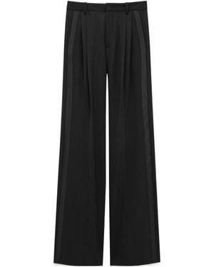 Saint Laurent Wide-Leg Tuxedo Trousers - Black