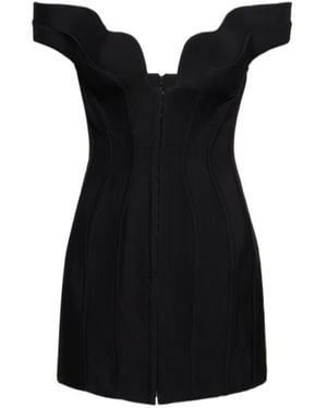 Mugler Twill Off-Shoulder Mini Dress - Black