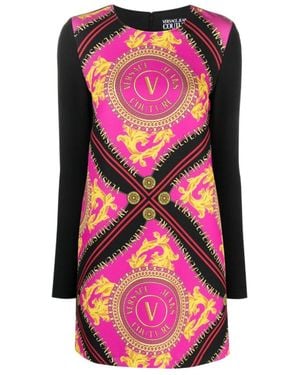 Versace Jeans Couture Couture Chain-Printed Long Sleeved Mini Dress - Pink
