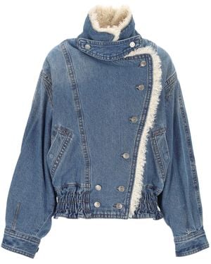 Isabel Marant Valineo Shearling Denim Jacket - Blue