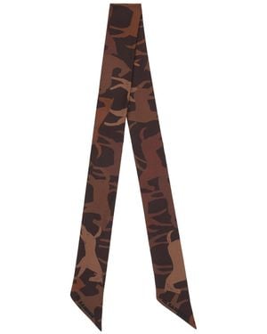 Jil Sander Printed Silk Scarf - Brown