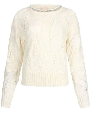Liu Jo Crystal-Embellished Knitwear - White