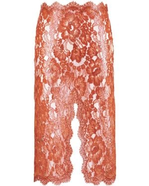 Saint Laurent Split Pencil Skirt - Orange