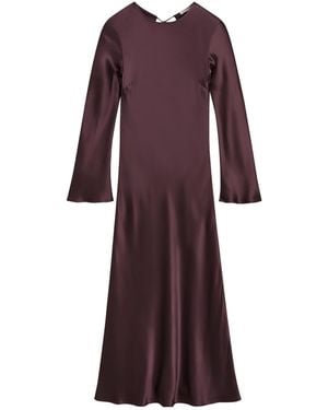 By Malene Birger Parisa Maxi Petal-Appliqué Flared-Sleeve Dress - Purple