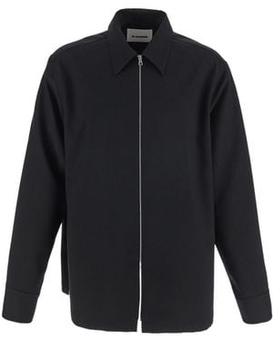 Jil Sander Zip-Up Cotton Shirt Jacket - Blue