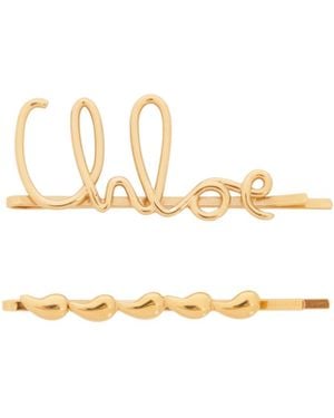 Chloé Chloé Logo Plaque Hair Clips - White