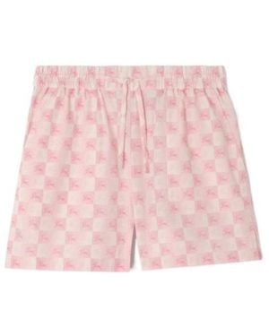 Burberry Knight Checkerboard Cotton Poplin Shorts - Pink