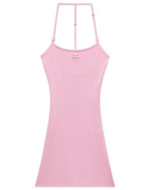 Courreges Logo-Embroidered Halterneck Minidress - Pink