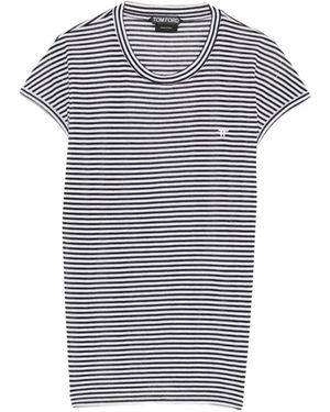 Tom Ford Striped Logo T-Shirt - Blue