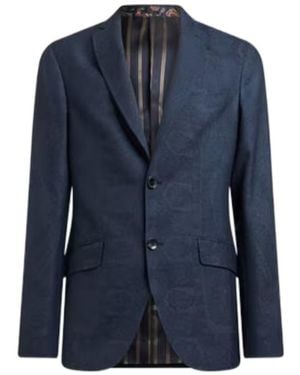 Etro Wool Blazer With Print - Blue