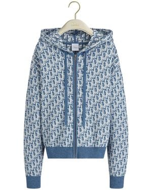 Dior Iviera Zipped Cardigan With Hood - Blue