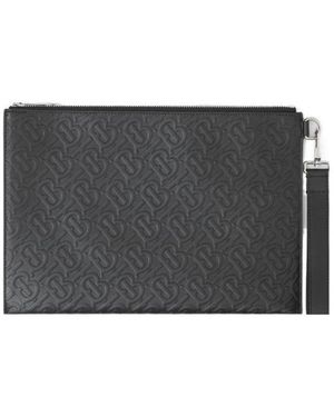 Burberry Classic Logo Zipper Clutch - Black