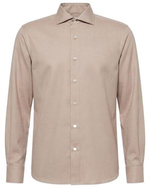 Peserico Long Sleeved Curved Hem Shirt - Natural