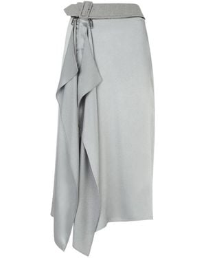 Fendi Belted Ruffled Midi Skirt - Grey
