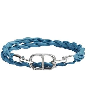 Dior Cd Icon Woven Leather Double Bracelet - Blue