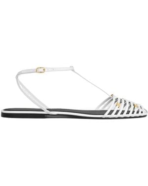 Celine Cage Flat Sandal - White