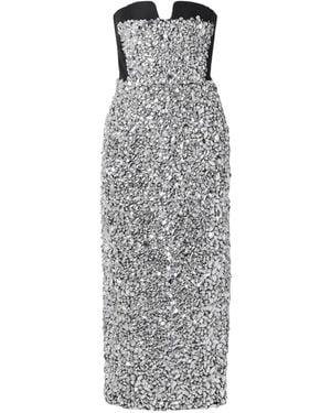 Carolina Herrera Strapless Dress With Embellishments - Grey