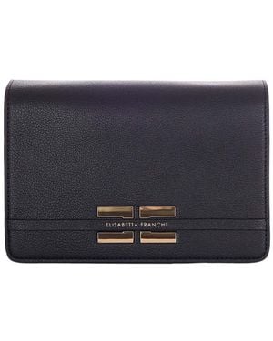 Elisabetta Franchi Logo Stamp Foldover Top Shoulder Bag - Blue