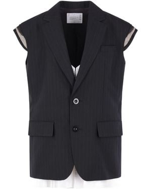 Sacai Chalk Stripe Vest - Black