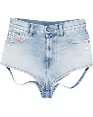 DIESEL De Lunar Distressed Denim Shorts - Blue