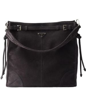 Prada Bonnie Suede Shoulder Bag - Black