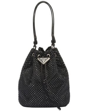Prada Mini Satin Bag With Crystals - Black