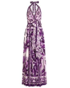 Dolce & Gabbana シルク カメリア柄 ロング シフォンドレス Dolce & Gabbana Chiffon Floral-Silk Flutter-Sleeve Gown