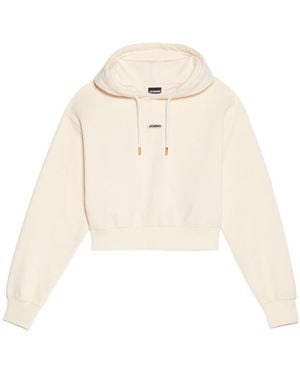Jacquemus Logo Patch Drawstring Hoodie - White