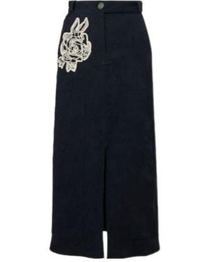 Erdem Floral Cotton-Blend Jacquard Midi Skirt - Blue
