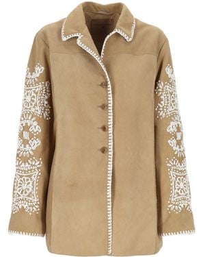 Ermanno Scervino Embroidered Single Breasted Jacket - Natural