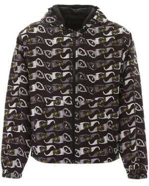 Versace Hooded Sunglasses-Print Jacket - Black