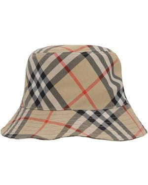 Burberry Logo Embroidered Checked Bucket Hat - Multicolour
