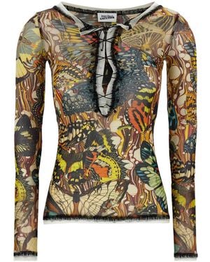 Jean Paul Gaultier Re-Edition Butterfly Printed Knit Cardigan - Green