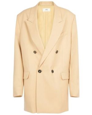 Ami Paris Double-Breasted Casual Jacket - Natural