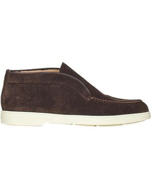 Santoni Round-Toe Slip-On Loafers - Brown