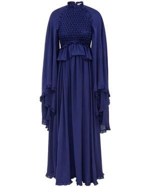 Zimmermann Hypnotic Smocked Flutter Dress - Blue