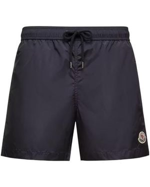 Moncler Logo Patch Drawstring Swim Shorts - Blue