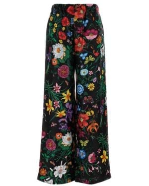 Gucci Floral Print Twill Trousers - Green