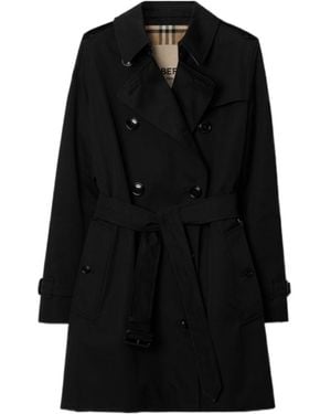 Burberry Double Breasted Belted-Waist Coat - Black