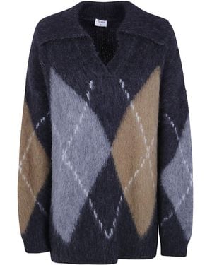 Filippa K Argyle-Knit V-Neck Jumper - Blue