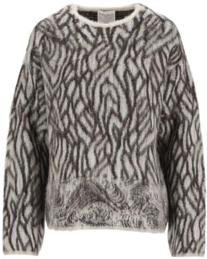 forte_forte Plum De Heron Jacquard Jumper - Grey