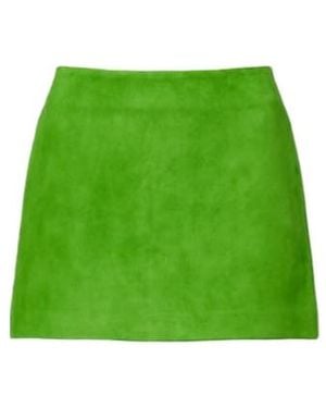 STAUD Crest Suede Miniskirt - Green