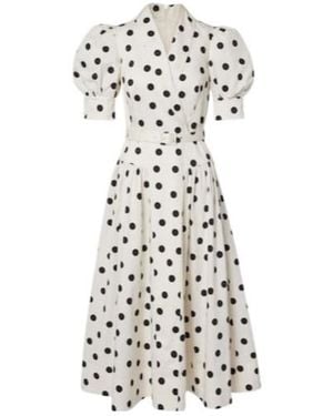 Rebecca Vallance Maisie Polka-Dot Cotton-Blend Midi Dress - White