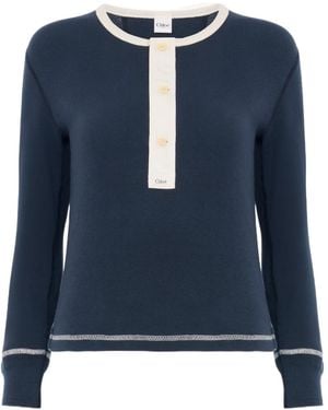 Chloé Fitted Henley Shirt - Blue