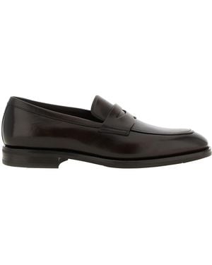 Santoni Round-Toe Loafers - Black