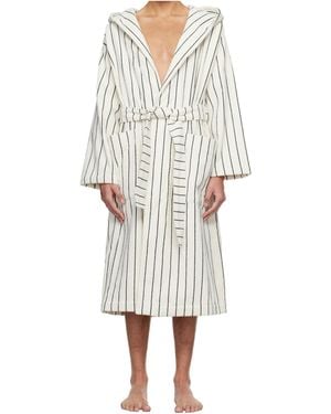 Tekla Terry Hooded Lace-Up Bathrobe - White