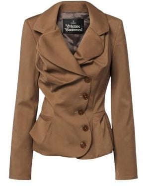 Vivienne Westwood Draped Peplum Virgin Wool Jacket - Brown